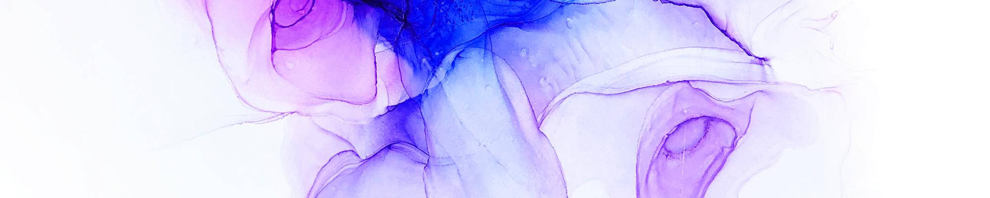 Image is an abstract watercolor with pink, purple and blue.